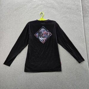 Dutch Bros Women Shirt LARGE Black Graphic Floral Logo Long Sleeve